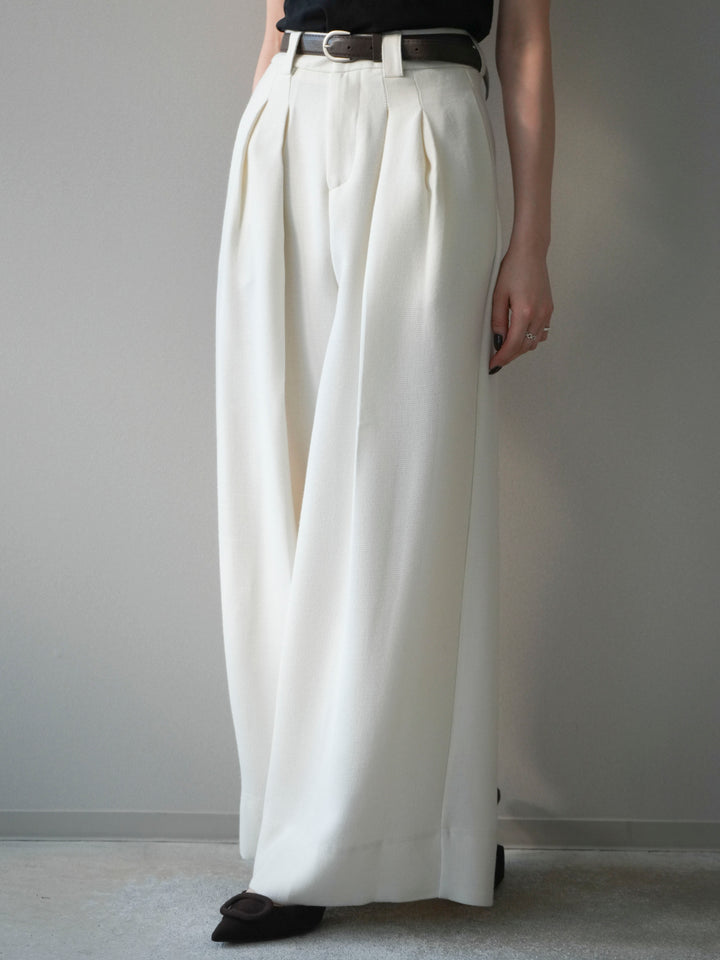 [予約]ウールタッチベルト付ワイドパンツ/offwhite