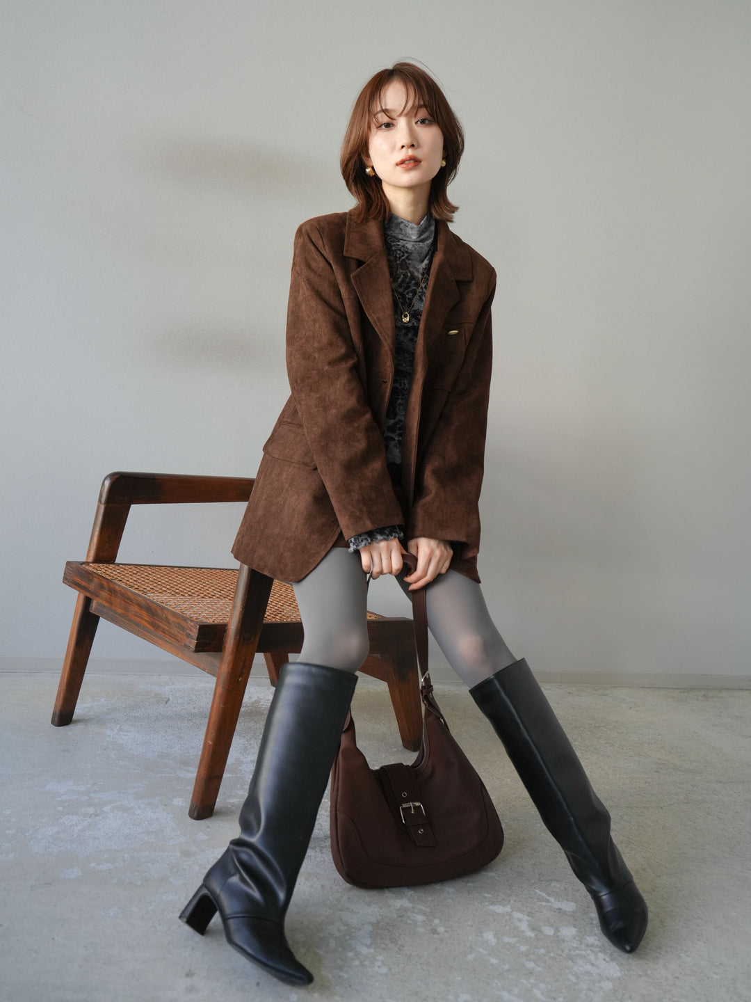 [SET]スエードジャケット＆ミニスカートSET UP(2set)