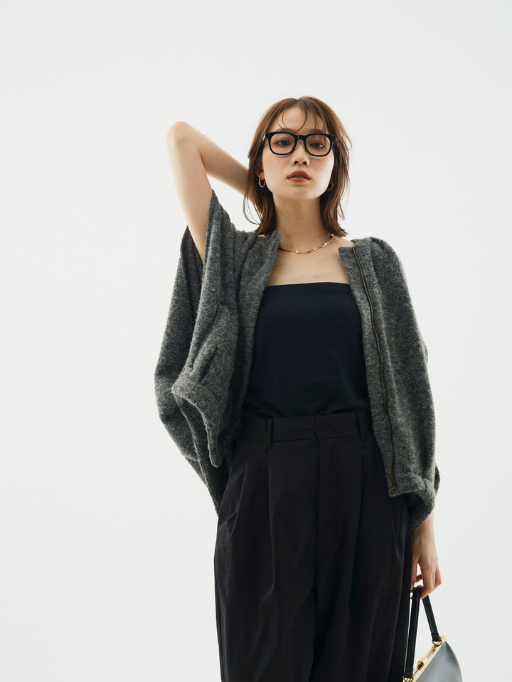 【Allure】[SET]ウール混コクーンブルゾン+タフタワイドカーブパンツ(2set)