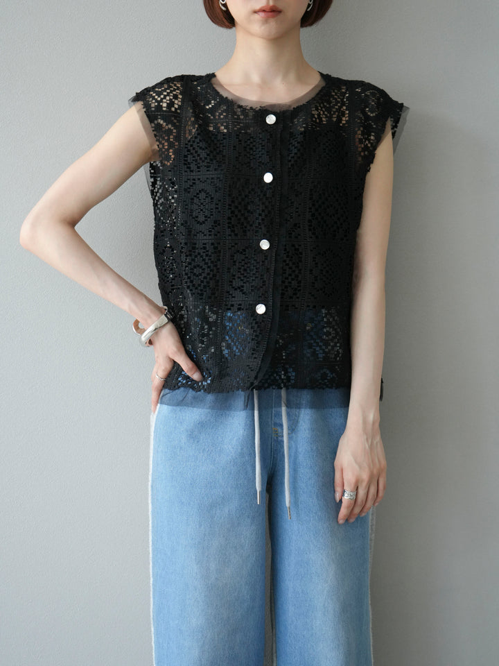 [予約]ブロックレースベスト/ブラック