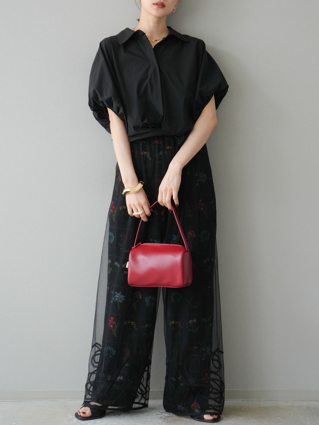 [予約]ICE TOUCHパフスリーブシャツ/ブラック