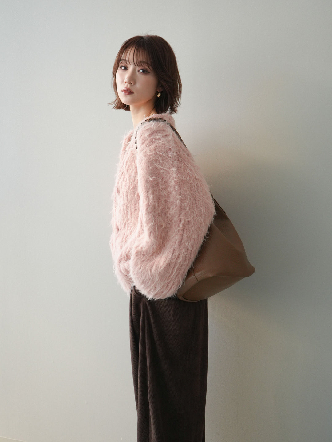 [SET]シャギーオーバーニットカーディガン+選べるアクセセット(2set)