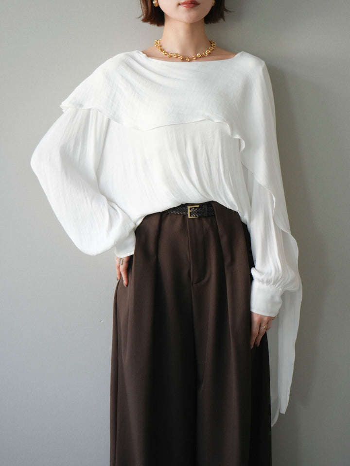 [予約]シルキードレープブラウス/white