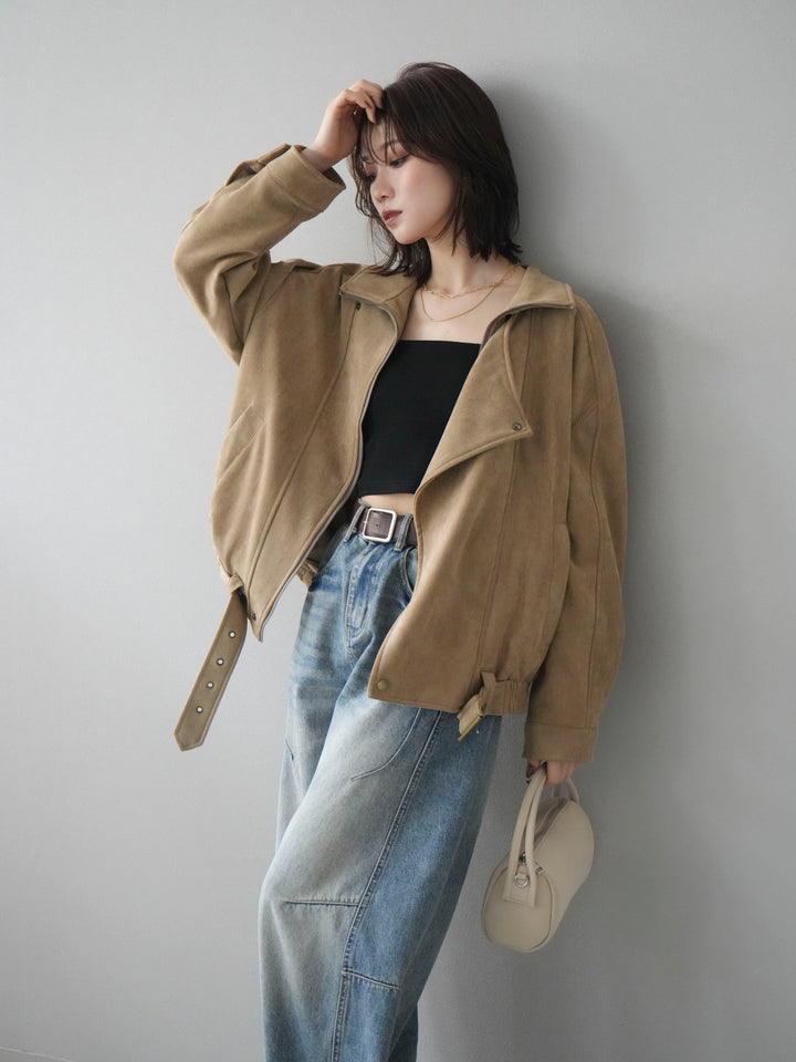 [予約]スエードライダースミドルジャケット/beige