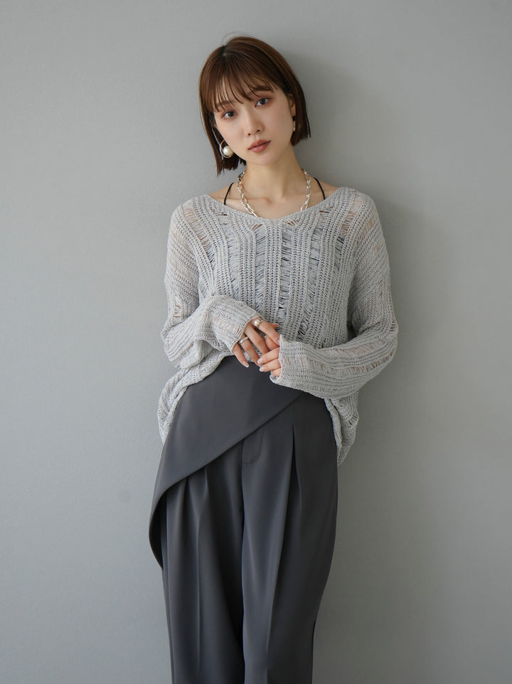[Pre-order] Openwork Nuance Knit Pullover/Gray