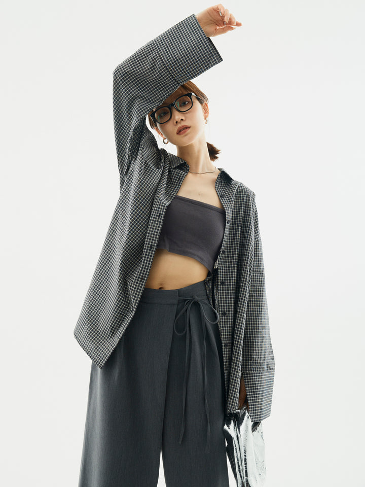 【Allure】[SET]チェックBIGカフスオーバーシャツ+チェックBIGカフスオーバーシャツ(2set)