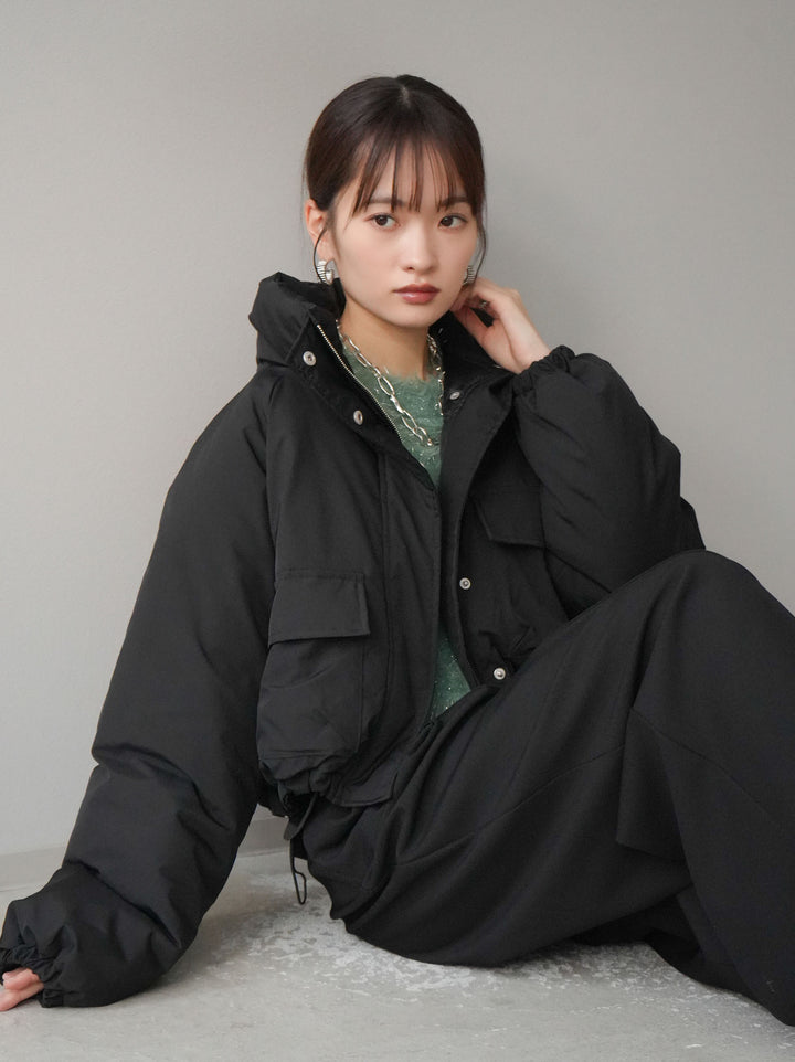 [予約]ファイバーダウンショートブルゾン/ブラック