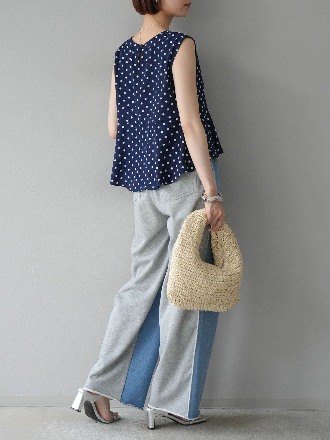 [予約]ドットぺプラムトップス/ネイビー