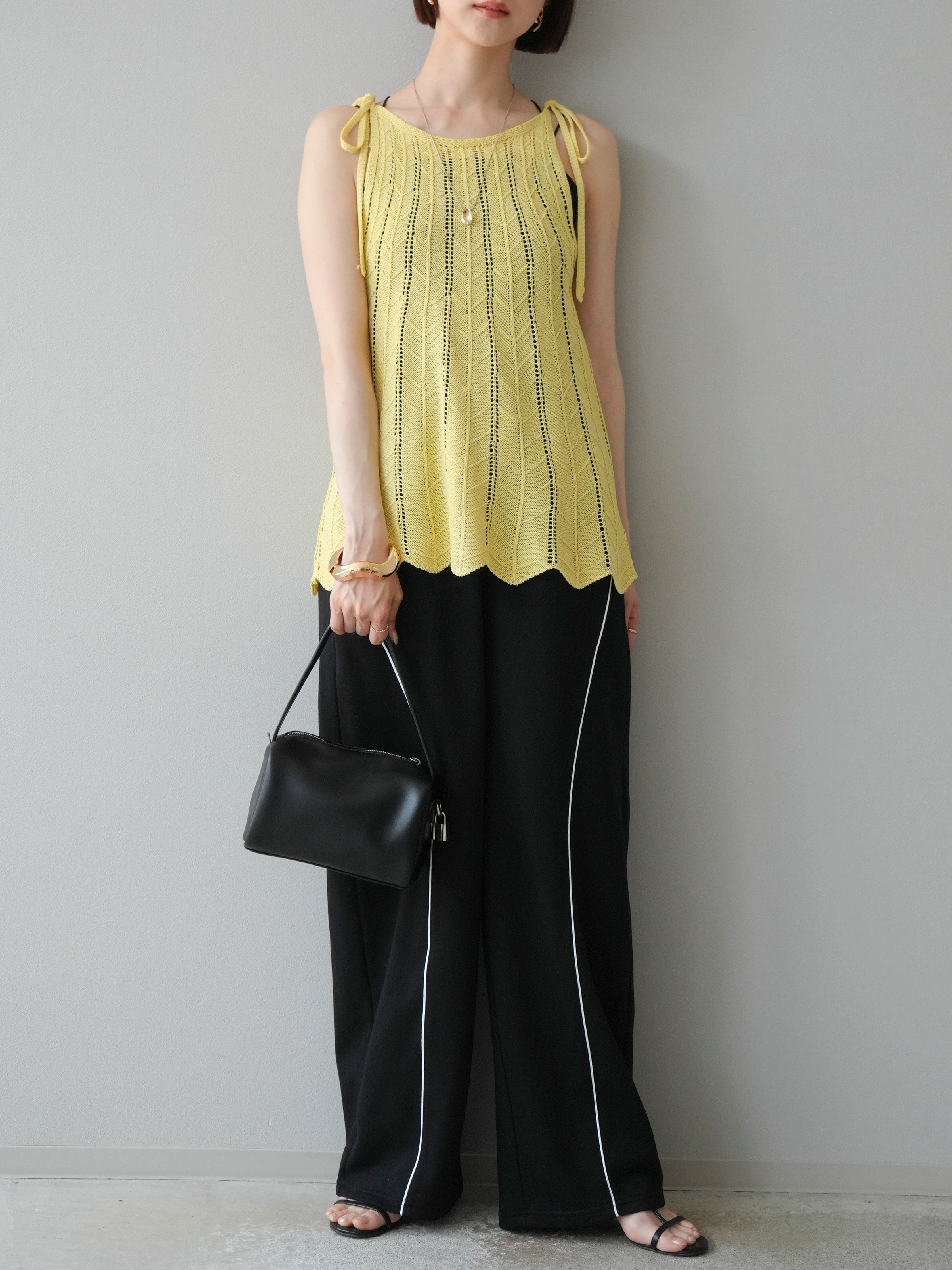 予約]透かしニットキャミソール/イエロー – Lumier