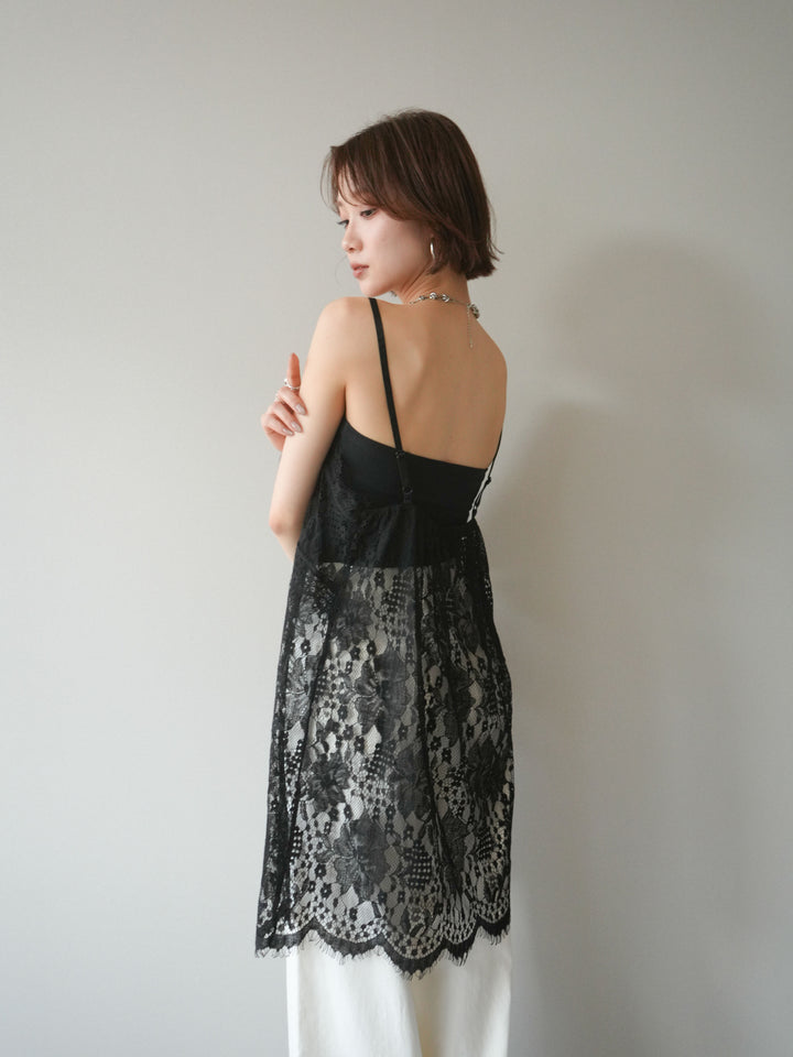 [予約]総レースチュニックキャミソール/black
