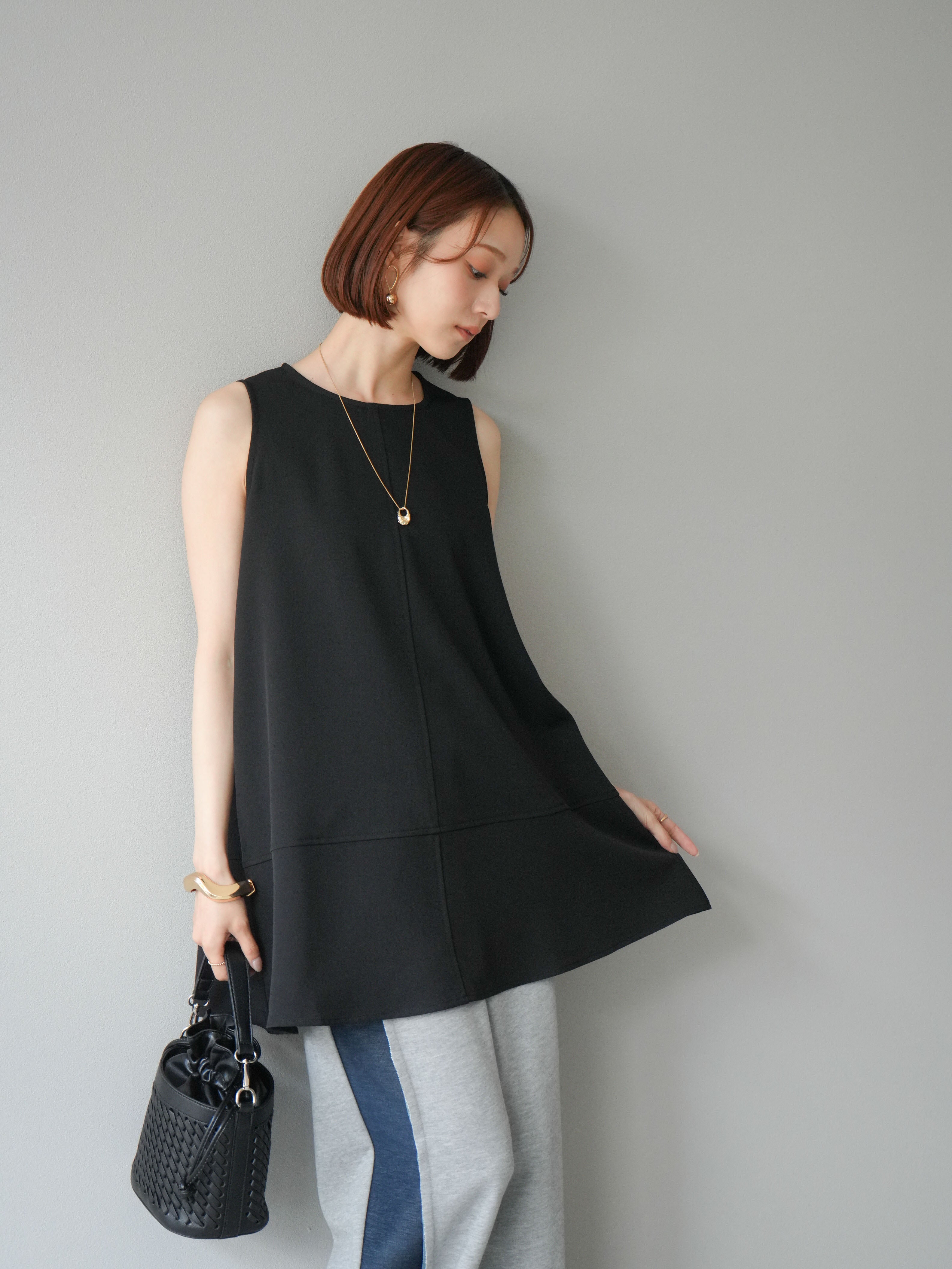 チュニック　ブラック ゴールドジャパン GOLDJAPAN キャンディスリーブタック切り替え