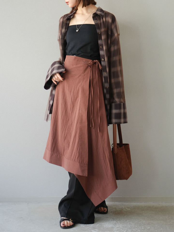 [予約]アシンメトリーレイヤードスカート/ブラウン