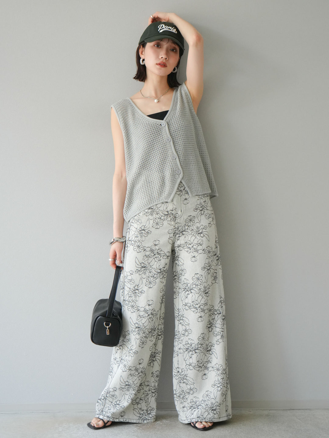 【預購】華夫格針織背心/灰色