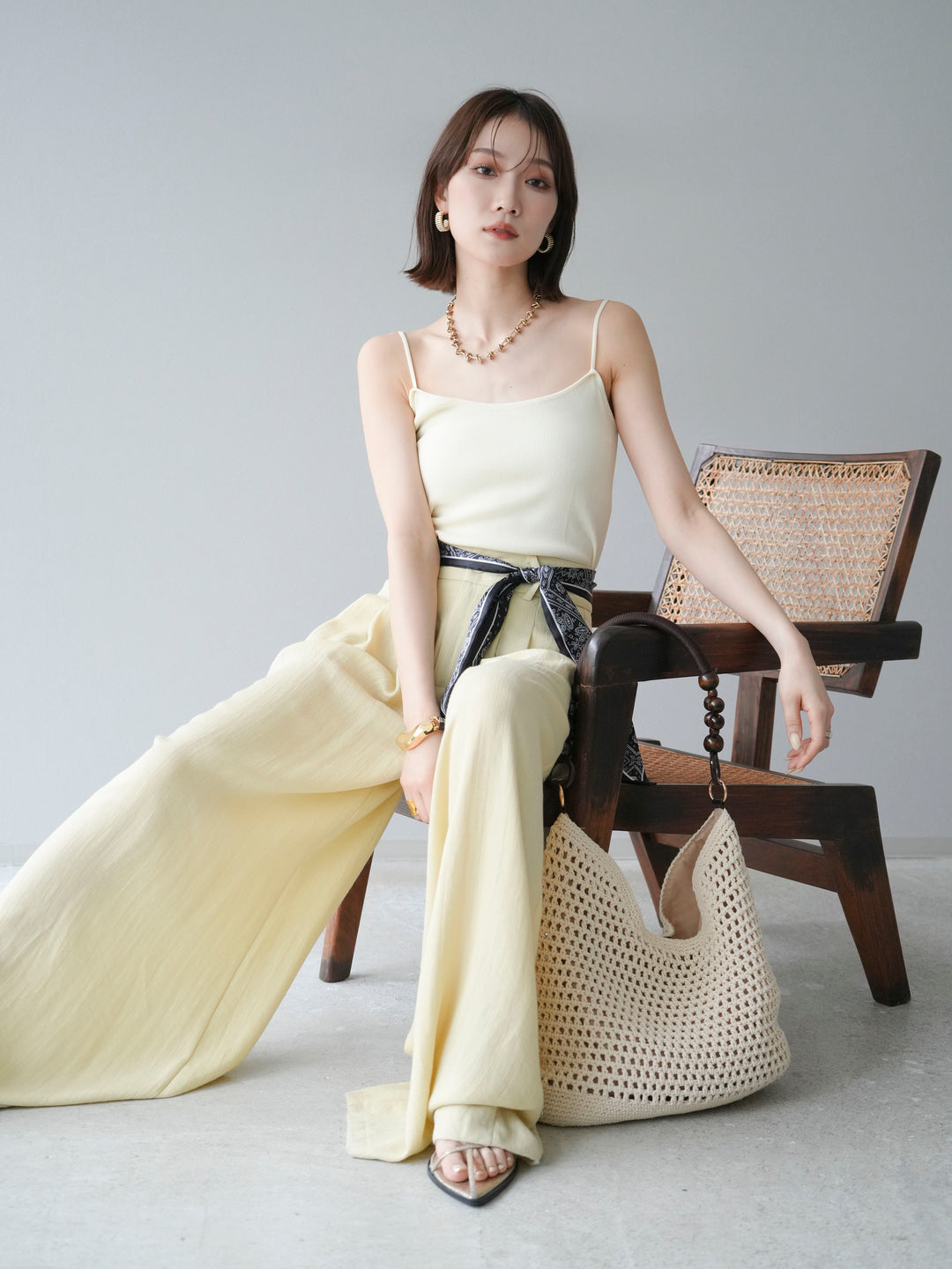 [予約]レーヨンニットキャミソール/アイボリー