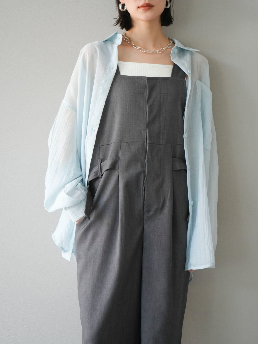 [予約]ドライタッチシアーオーバーシャツ/ブルー