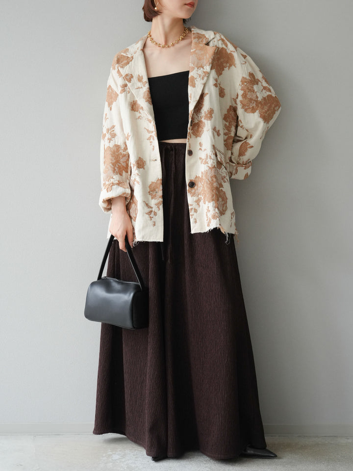 [予約]ジャガードカットオフジャケット/ベージュ