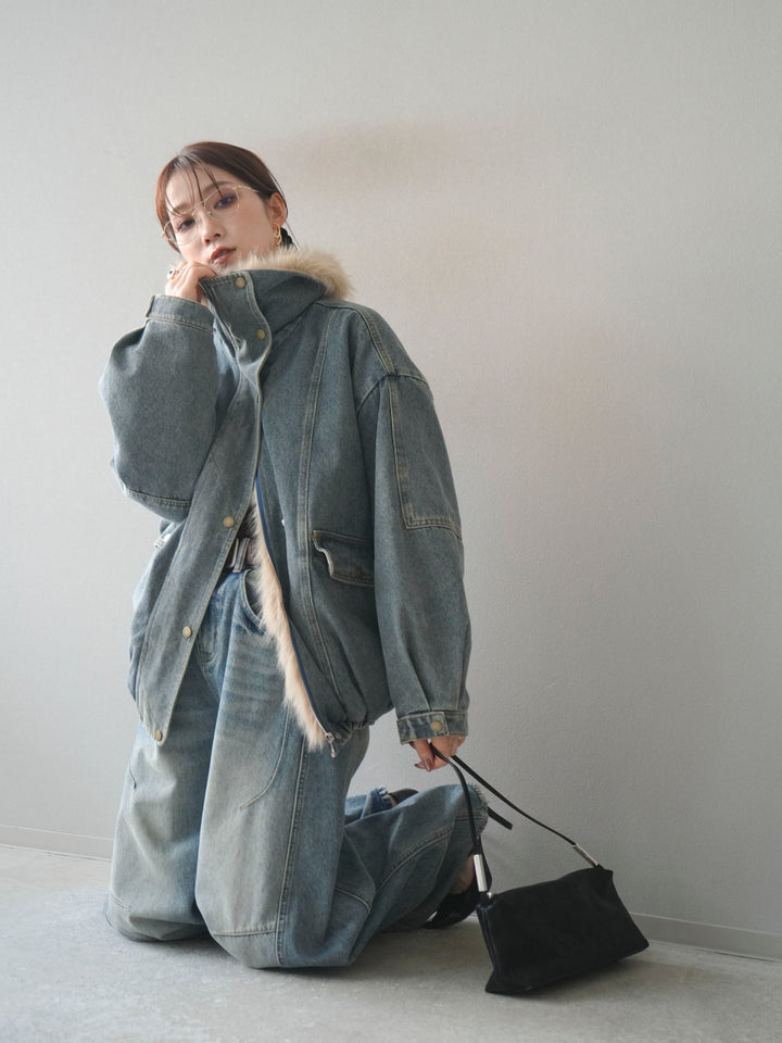 [SET]デニムxファーブルゾン+選べるアクセセット(2set)