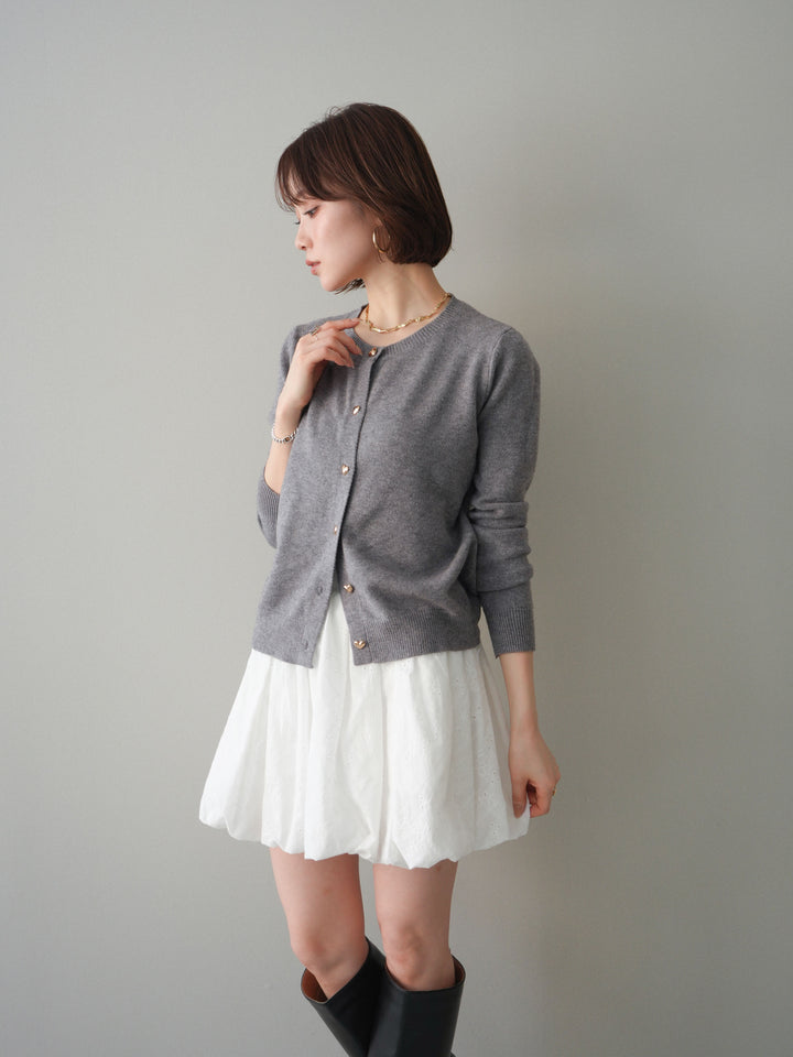 [予約]ハートボタンニットカーディガン/gray
