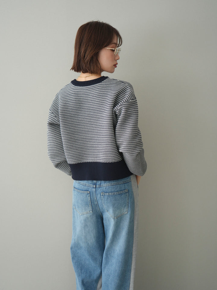 [予約]ボーダーダブルZIPカーディガン/navy