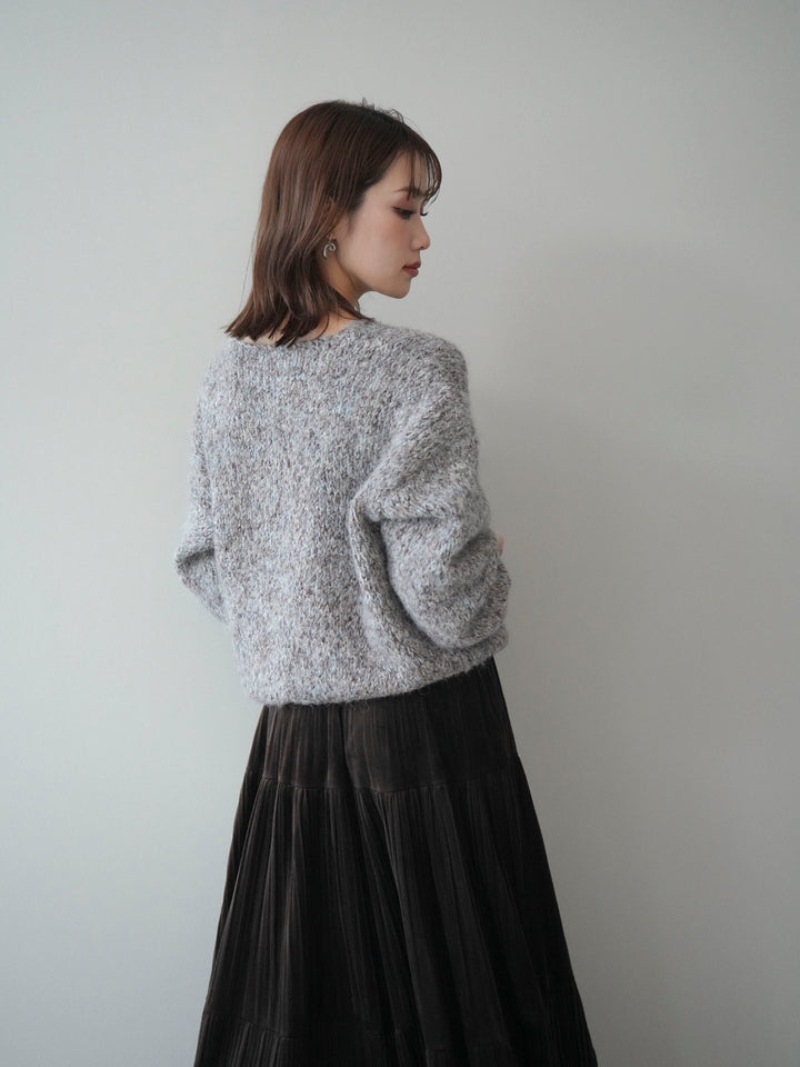 [SET]Vネックミックスヤーンニットプルオーバー+Vネックミックスヤーンニットプルオーバー(2set)