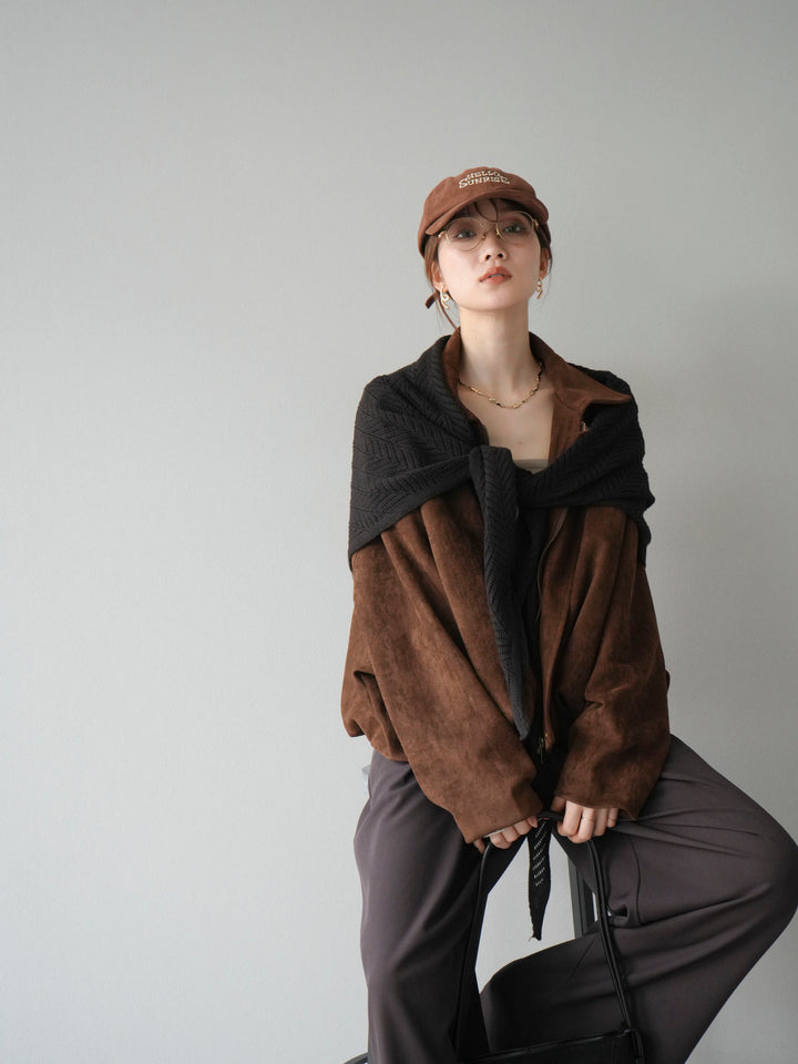 [SET] 麂皮外套+皮帶環設計寬褲（2套）