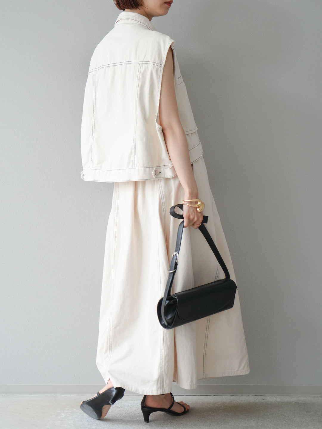 [SET]ステッチコットンツイルベスト＆スカートSET UP(2set)