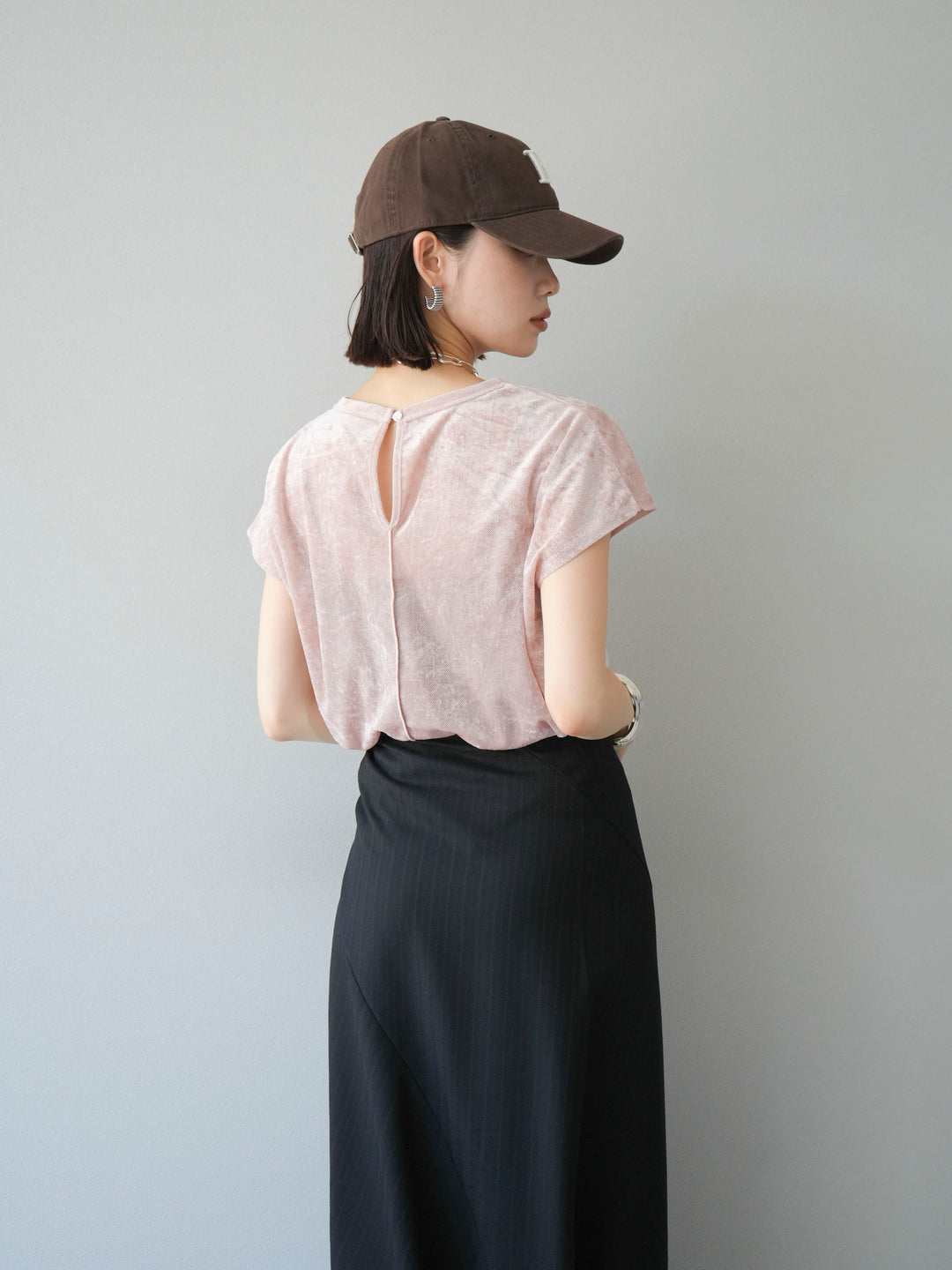 [SET]シアーベロアプルオーバー+サイド巻きツイルスカート(2set)