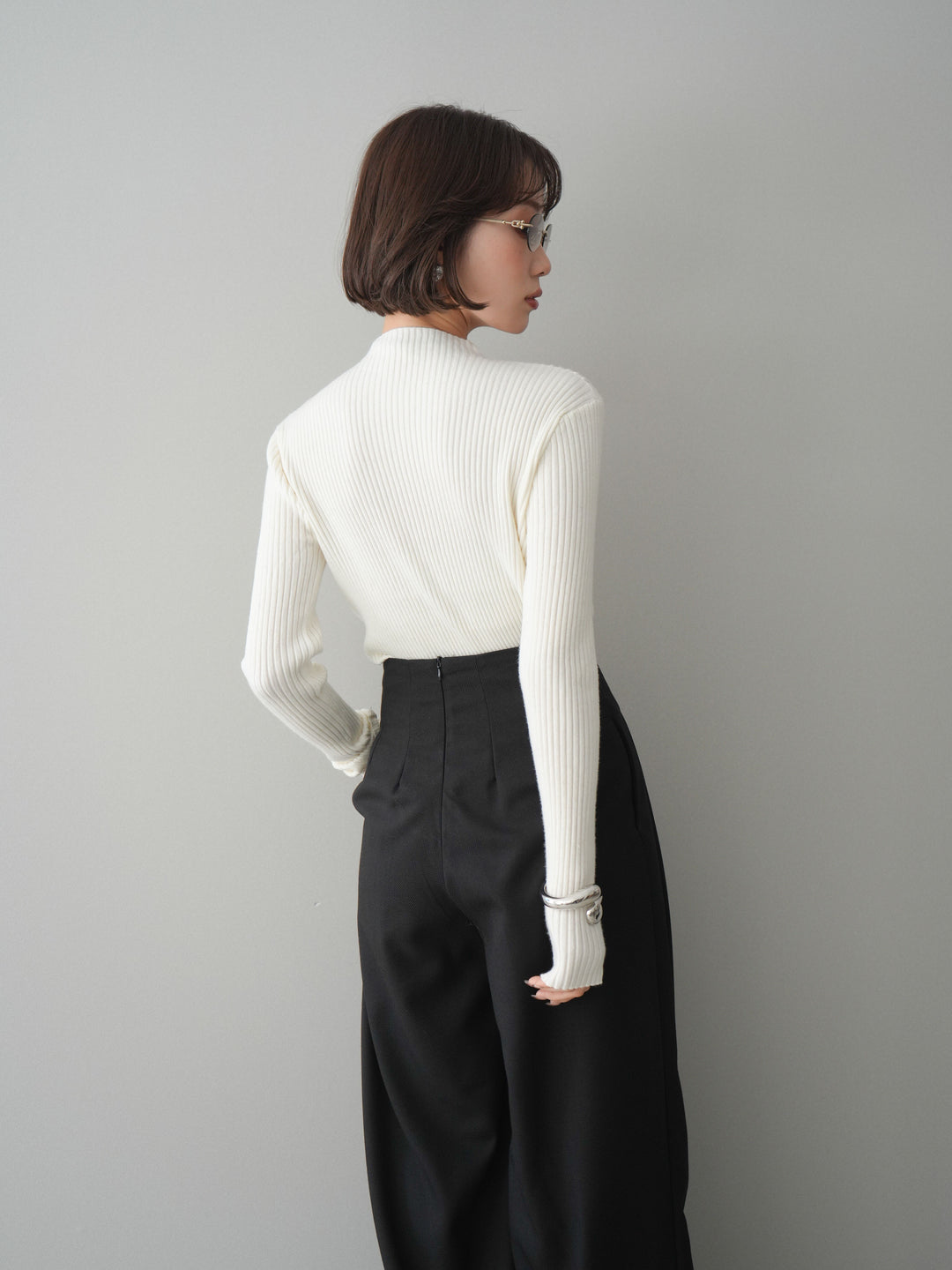 [SET]シアー切替スパンコールリブニットトップス+シアー切替スパンコールリブニットトップス(2set)