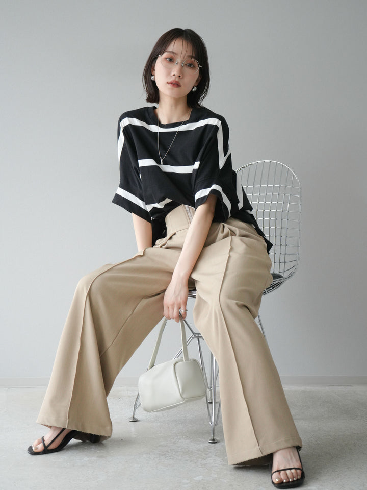 [予約]ボーダードルマンBIG Tシャツ/ブラック✕オフ