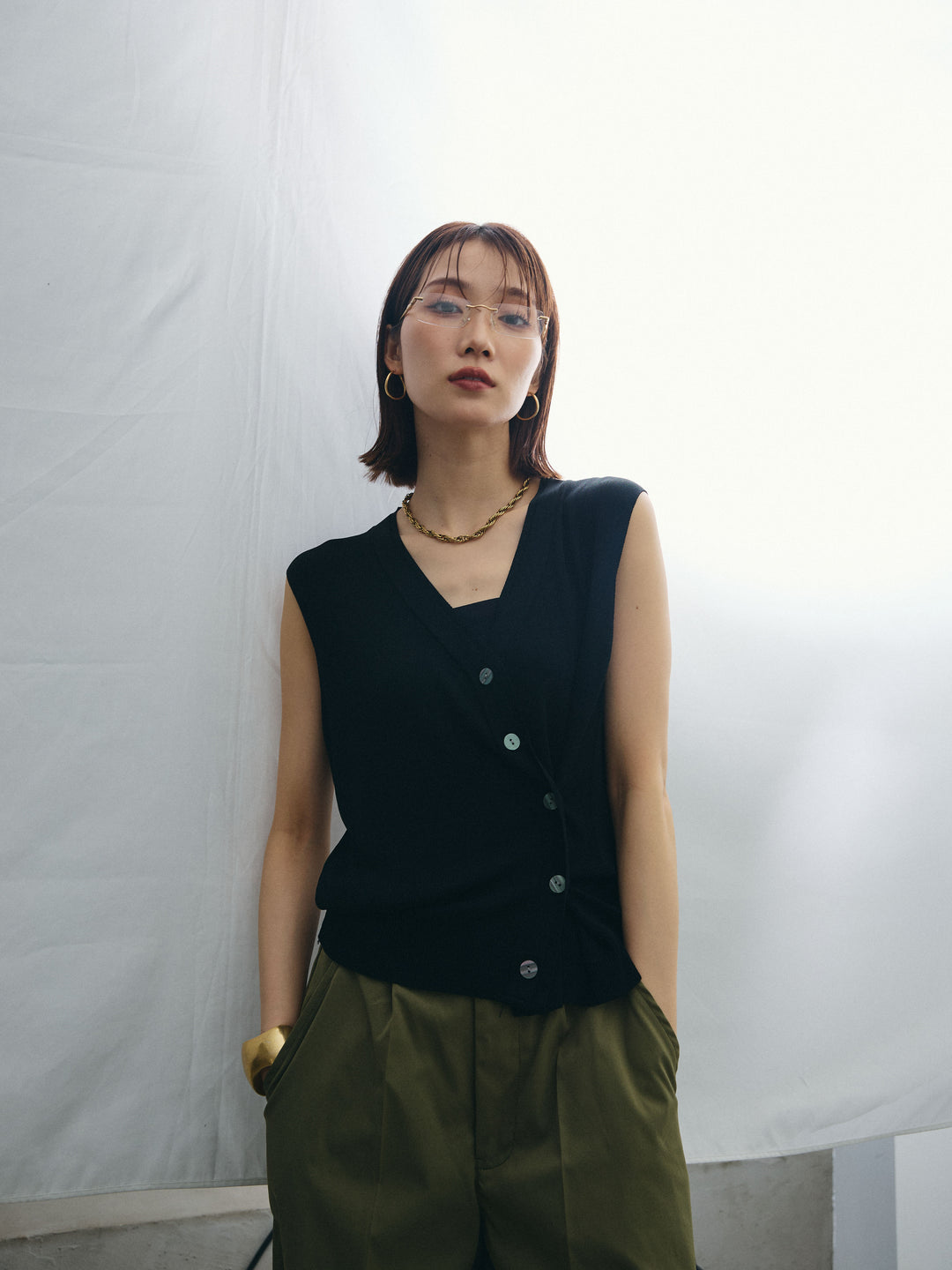 [SET]クールタッチ2WAYデザインニットベスト+クールタッチ2WAYデザインニットベスト(2set)