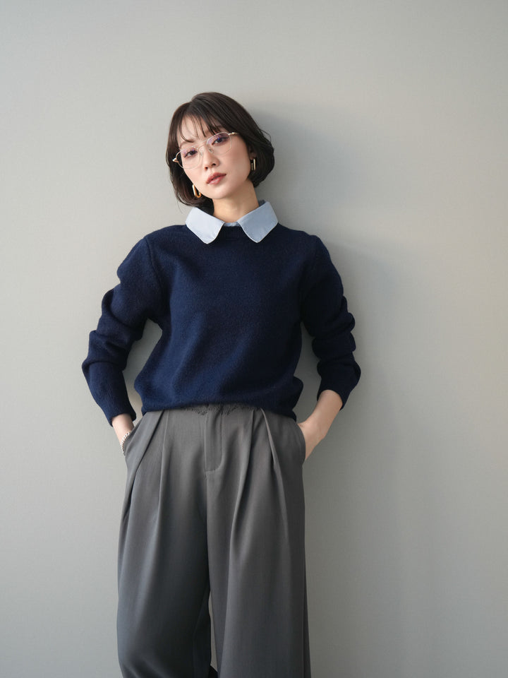 [予約]2WAY襟ニットプルオーバー/navy