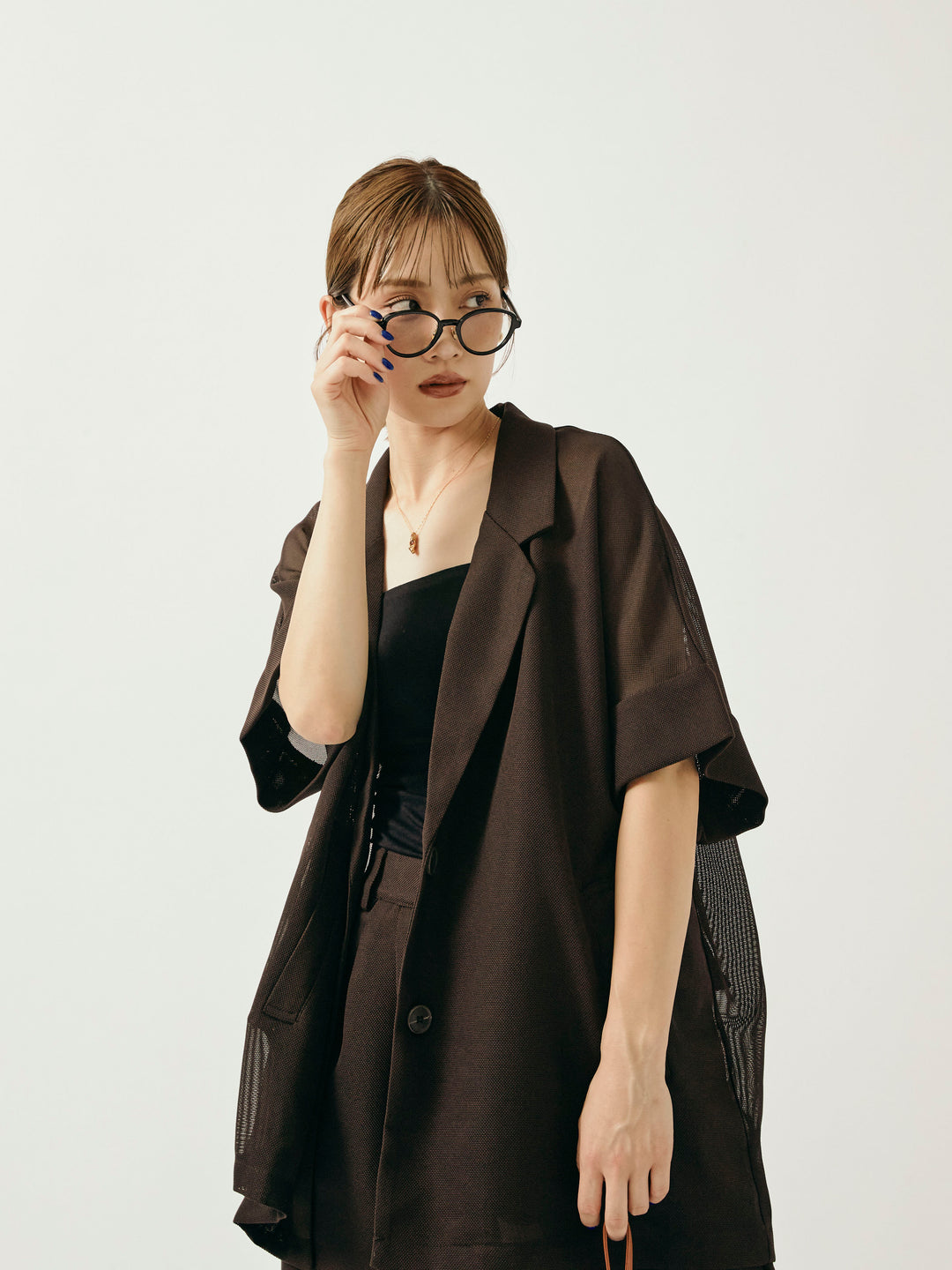 【Allure】[SET]メッシュハーフテーラードジャケット+メッシュハーフテーラードジャケット(2set)