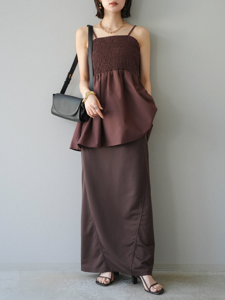 [予約]シャーリングフレアキャミプルオーバー/ブラウン