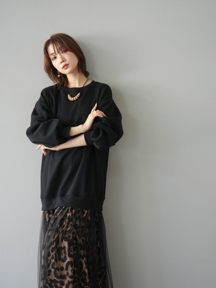 [予約]スウェットドッキングアニマル柄レイヤードワンピース/ブラック