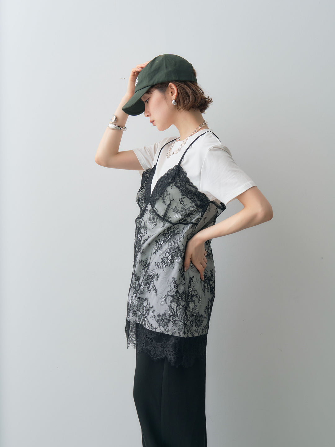 [予約]レースキャミチュニックレイヤードTEE/off