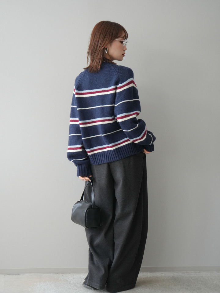 [予約]ベルト付裏起毛センターシームカーブパンツ/black