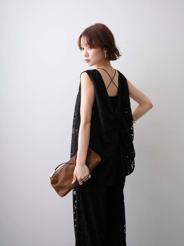 [予約]シアージャガードバックツイストノースリブラウス/black