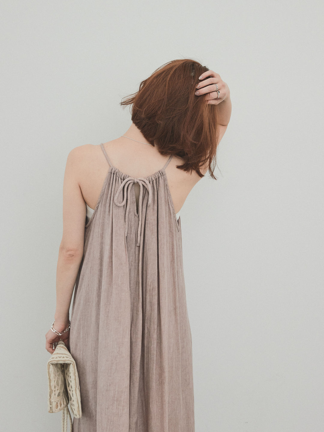 【預購】不規則染色吊帶洋裝/粉紅色