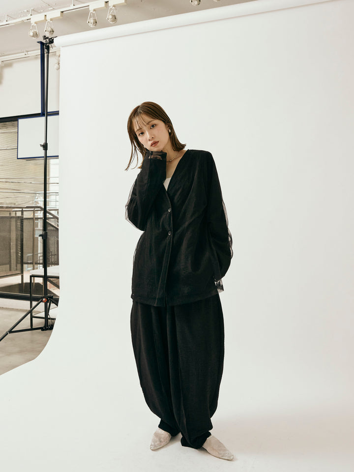 [予約]リネンライクベイカーバルーンパンツ/ブラック