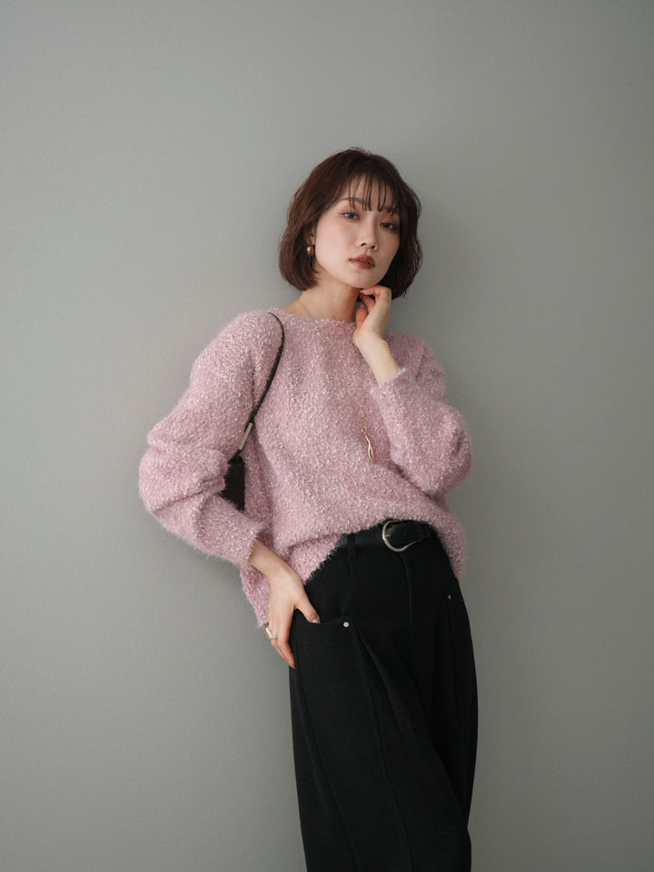 [予約]モールラメミックスヤーンニットプルオーバー/pink