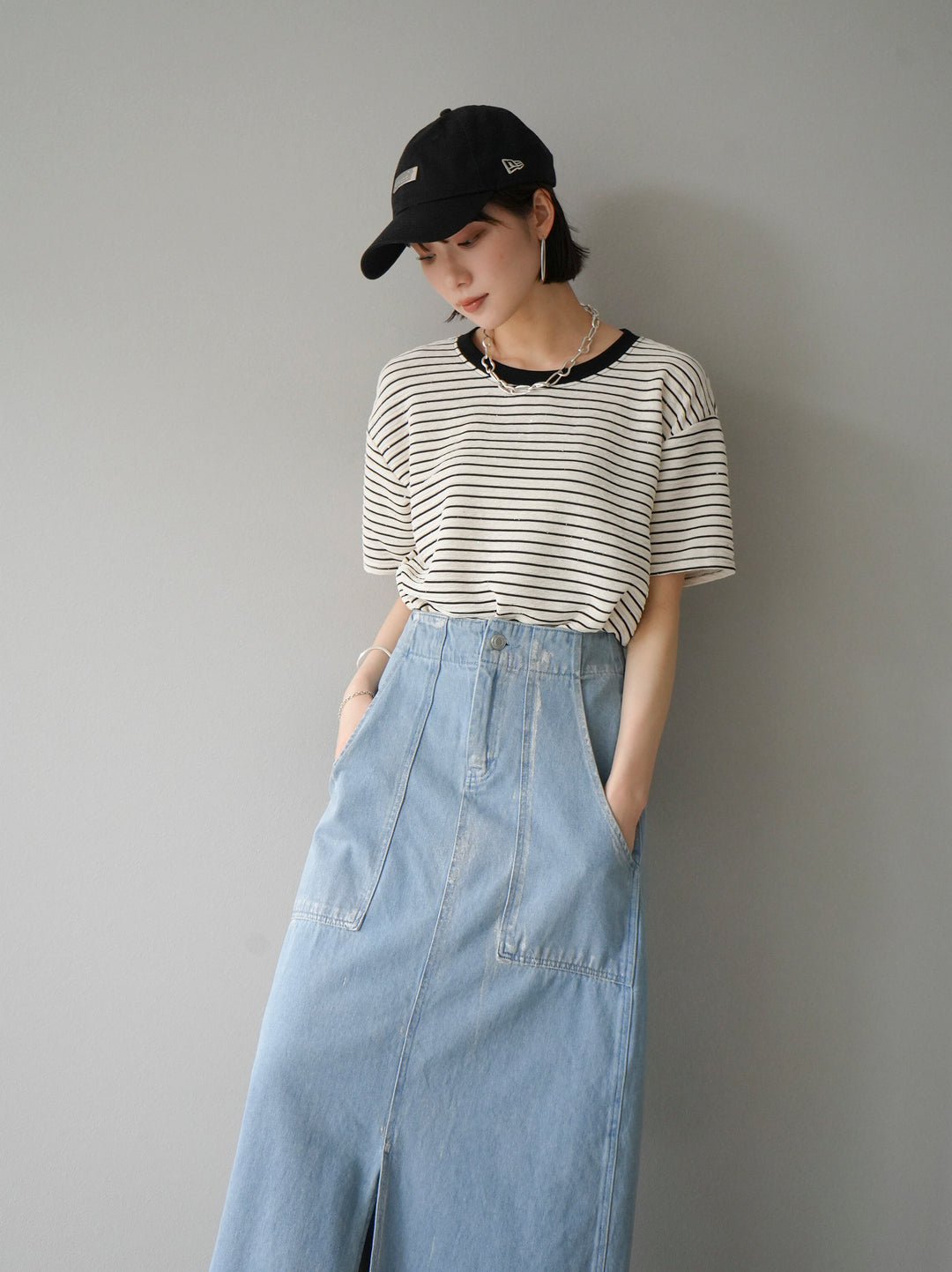 [Pre-order] Stretch Border Lame Pullover/Ivory