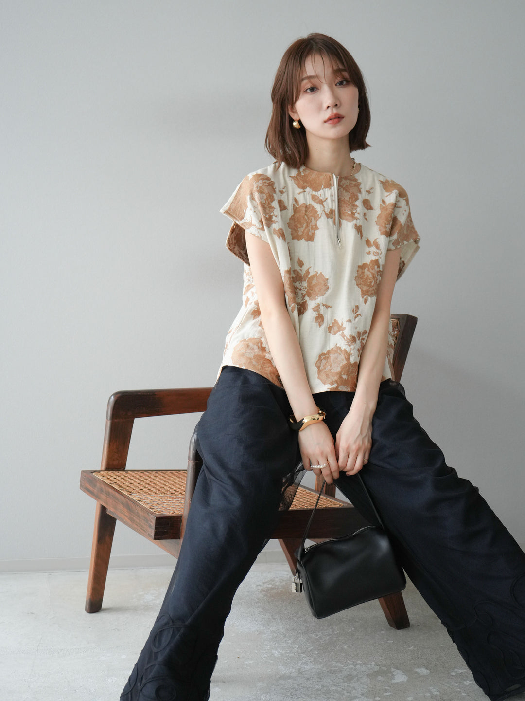 [予約]ジャガードZIPプルオーバー/ベージュ