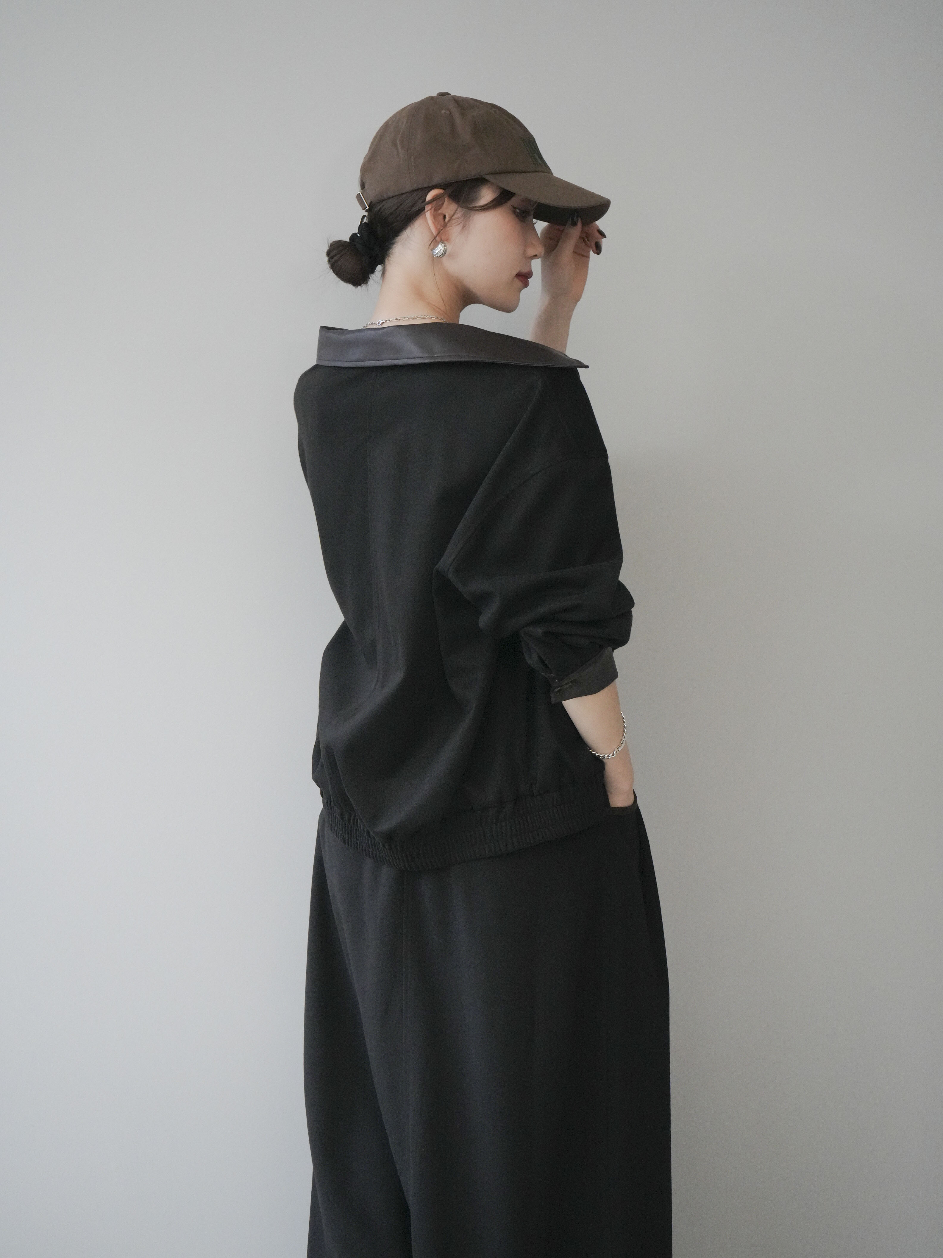 SET]レザー襟配色パイピングブルゾン+レザー襟配色パイピングブルゾン