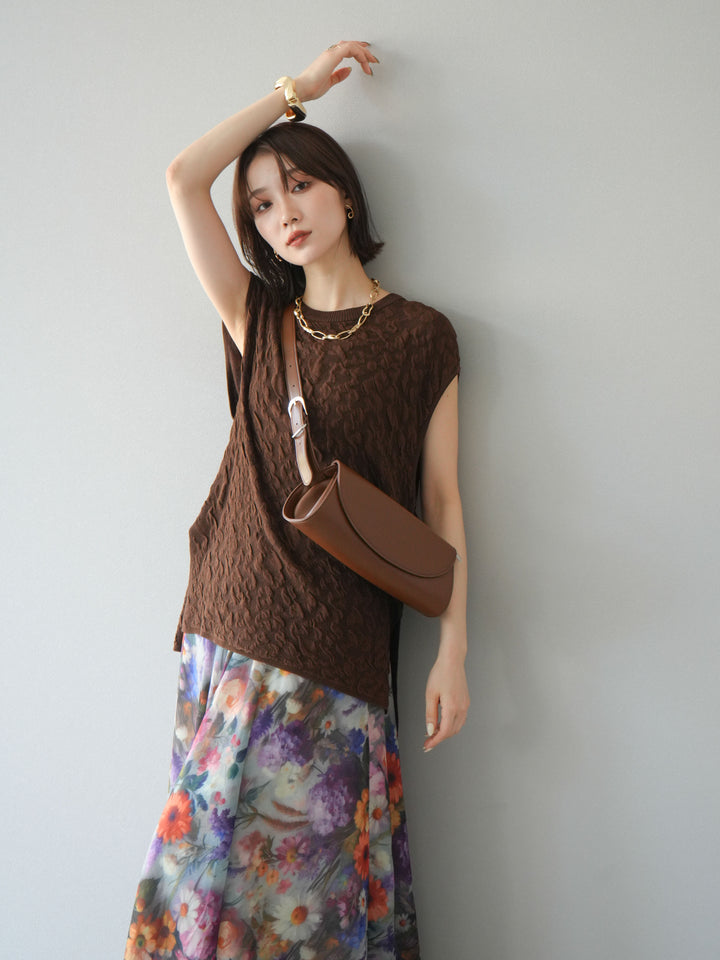 【預購】Pokopoko 無袖針織套頭衫/棕色