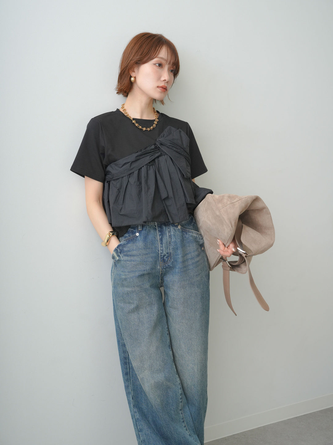 [予約]ナイロンドッキングツイストTEE /black