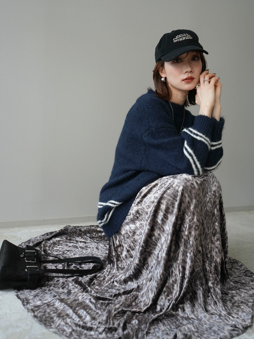 [予約]クルーネックラインボーダーニットプルオーバー/navy