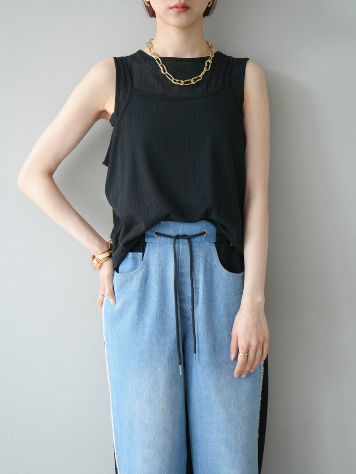 [予約]アイスタッチ2WAYデザインキャミタンク/ブラック