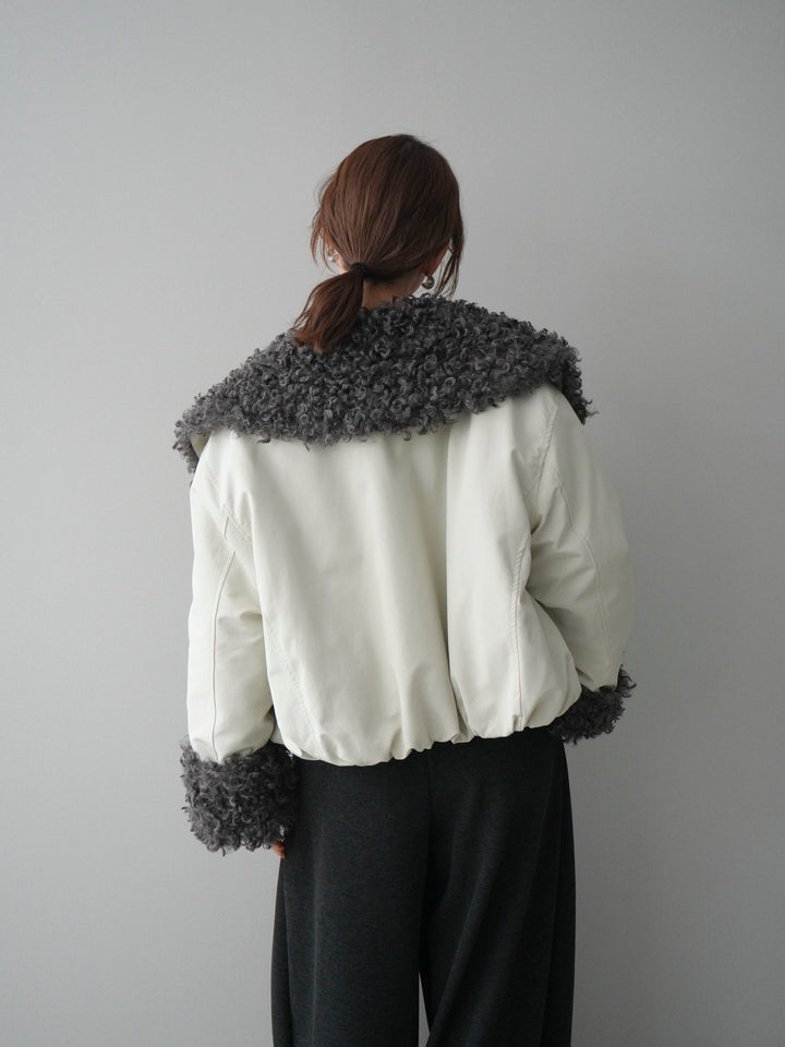 [SET]プードルファーダウンジャケット+アンゴラタッチボートネッククロップドプルオーバー(2set)