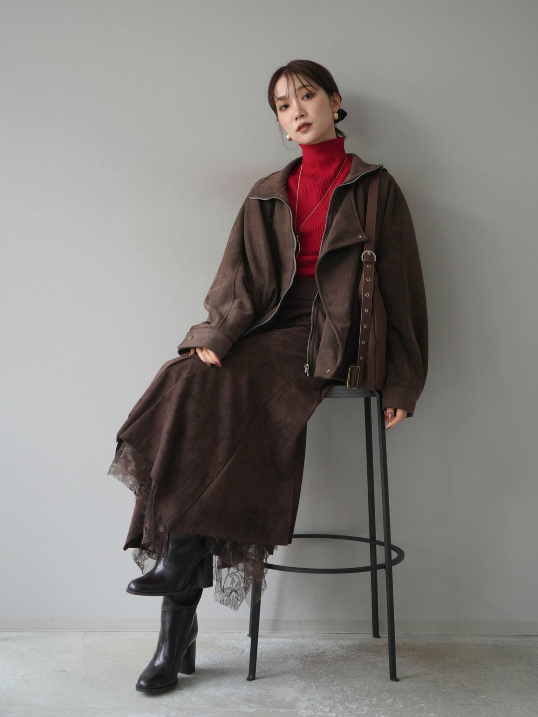 [予約]スエードライダースミドルジャケット/brown