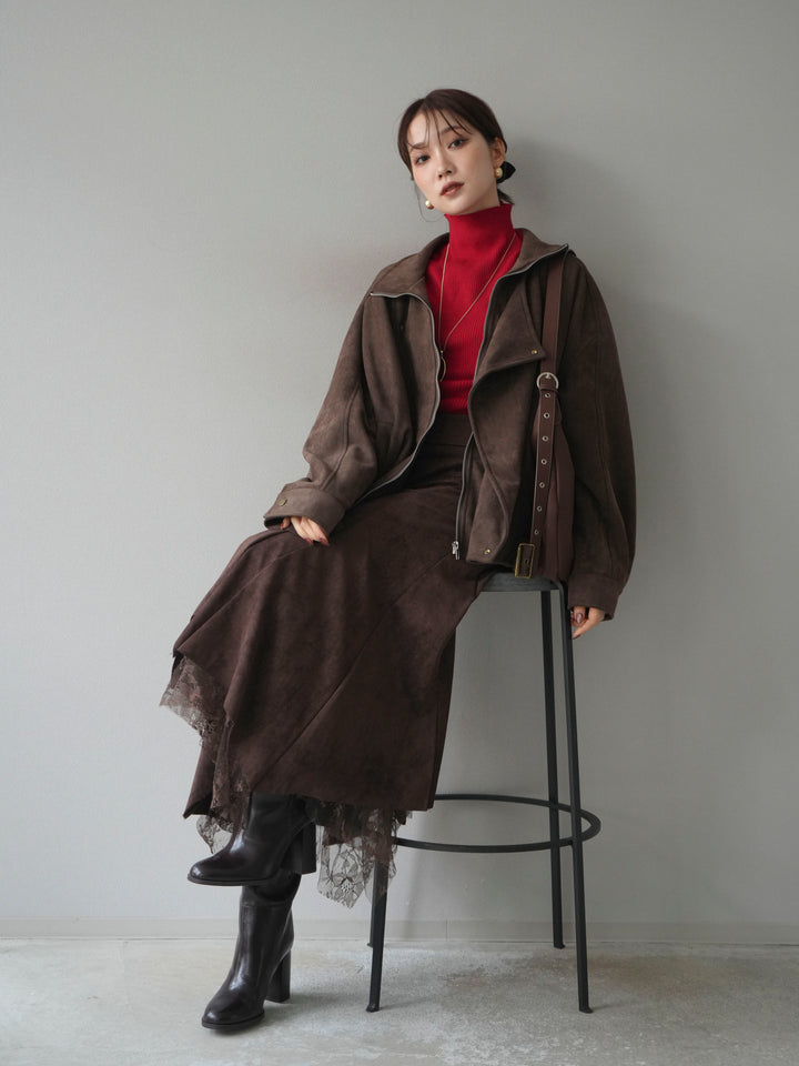 [予約]スエードライダースミドルジャケット/brown